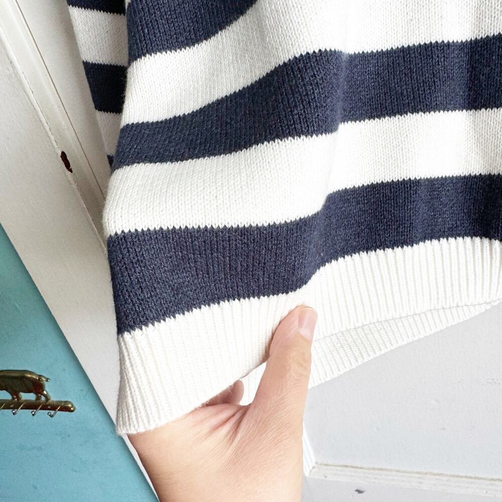 American Eagle Navy Striped Cropped Crewneck Cardigan NWT XL Preppy Nautical - Picture 14 of 15